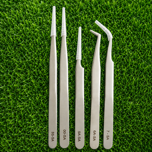 Pinces pour extensions de cils avec logo personnalisé, en acier inoxydable, pinces russes pour volume de cils, qualité supérieure, finition mate brossée - Product Image 2