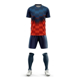 Uniforme de Fútbol, Camiseta Sublimada con Degradado Rojo y Azul, Manga Corta, Absorbe la Humedad, Ajuste Atlético, Ropa Deportiva, Equipación de Fútbol - Product Image 2