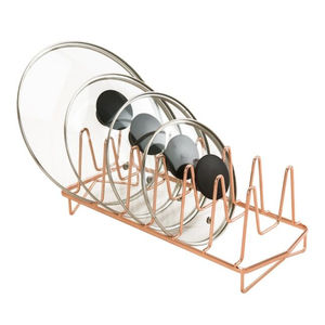 Support de rangement pour couvercles de casseroles en cuivre, en acier, pour économiser de l'espace dans la cuisine, support en métal pour casseroles et couvercles - Product Image 2