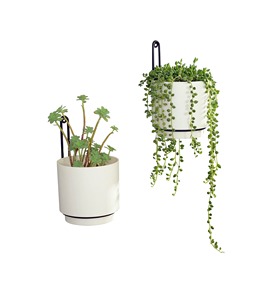 Pot suspendu minimaliste blanc pour plantes succulentes et vertes, fixation murale, design moderne, pot en plastique - Product Image 3