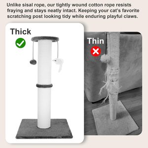 <b>Cat</b> <b>Scratching</b> <b>Post</b> 34 Inches Heavy Duty and Thicker <b>Cat</b> <b>Scratching</b> <b>Post</b> Cotton Rope with Hanging Ball and Mice <b>Scratching</b> <b>Post</b> - Product Image 4