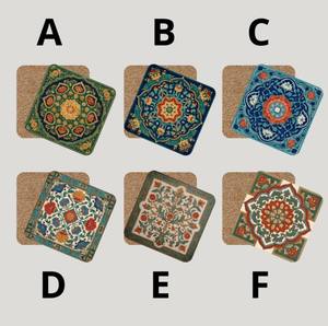 Juego de Posavasos Coloridos de MDF Lacado Hechos a Mano para Diwali, Resistentes al Calor, Cuadrados, para Regalo, Decoración del Hogar, Vajilla, en Caja - Product Image 5