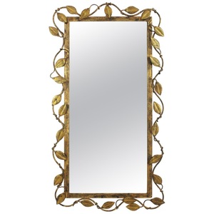 Wholesale Customizable Framed Brass <b>Wall</b> Mirror with <b>Leaf</b> Pattern Modern <b>Decorative</b> Metal Frame Portable Eco-Friendly - Product Image 1