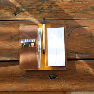Wholesale Genuine Leather Checkbook Holder <b>Slim</b> Business Check <b>Book</b> Cover Custom Brand Cowhide Wallet LCR-0102 - Product Image 3