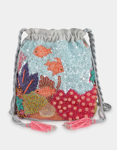 Pochette classique personnalisable brodée de perles avec cordon de serrage, design Potli, sac pochette multicolore pour femmes, cadeaux de mariage - Product Image 1