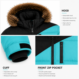 OEM <b>Mens</b> Hooded Puffer <b>Jacket</b> Thick Padded Ripstop Coat Custom Embroidery Water Repellent Outdoor Winter Wear - Product Image 4