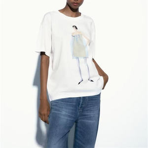 T-shirts d'été pour femmes en coton/polyester, logo personnalisé, haute qualité, écologiques, respirants, décontractés, tricotés, coupe ajustée, manches courtes - Product Image 2