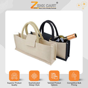 Oferta increíble en bolsas de vino de yute personalizables con asa para regalo a un precio exclusivo de un mayorista indio genuino. - Product Image 2