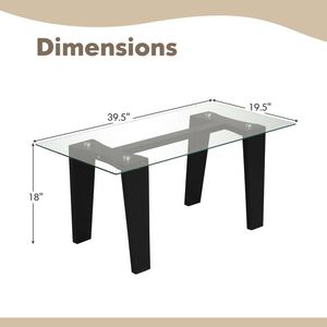 Tavolino da Caffè Moderno in Vetro 39,5 Pollici Rettangolare con Gambe in Legno di Gomma Massiccio - Product Image 5