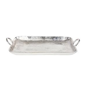 Luxury Metal Aluminum Serving <b>Tray</b> With Handle <b>Tea</b> Coffee And Snacks Serving <b>Tray</b> Silver Plated Handcrafted Hotels Supplies - Product Image 2