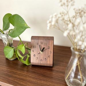 Minimalist Walnut Desk <b>Clock</b>, Modern Bent-Wood Timepiece, Mid-Century Home Office Decor Smart Table <b>Clocks</b> - Product Image 5