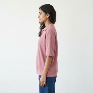 Women's Waffle Knit <b>Polo</b> <b>Shirt</b> Short Sleeve Turn Down Collar Loose Fit Short Sleeve <b>Polo</b> Tee Casual 100% Cotton Oversize <b>Polo</b> - Product Image 4