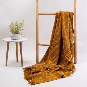 Couverture de jet de canapé imprimée à la main en coton de luxe couverture de canapé imprimée organique confortable jeter décoratif - Product Image 5