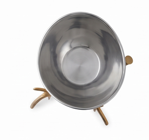 Bol élégant en argent métallisé de qualité supérieure avec base en bois doré, plat décoratif rétro pour l'intérieur de la maison, accent élégant pour la maison - Product Image 2
