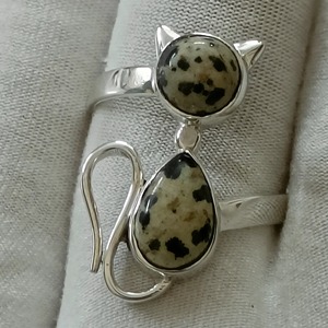 Jasper <b>Cat</b> Shape <b>Ring</b> 925 Sterling Silver Handmade Boho Statement Promise <b>Ring</b> for Women Natural Jasper March Birthstone - Product Image 5