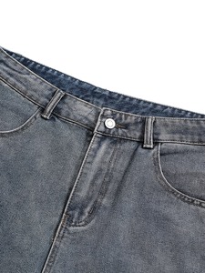 Shorts en jean pour hommes, 100% coton, taille mi-haute, coupe droite, style baggy, avec poches, tendance, best-seller - Product Image 4