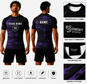 Customized Design Unisex Gym Wear Swim Suit Breathable Quick Dry <b>Printed</b> Spandex/Polyester 220g Long Sleeves High Rash Guard - Product Image 1