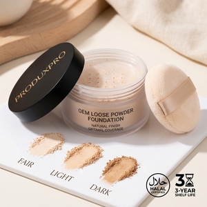 Fond de teint en poudre libre ProduxPro OEM, fini naturel, certifié Halal, couvrance optimale pour femmes, teint clair/clair moyen/foncé/foncé moyen - Product Image 2