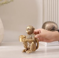 Porte-bougie singe en laiton doré antique de luxe, fait main, écologique, durable, résistant à la chaleur, personnalisable pour Noël