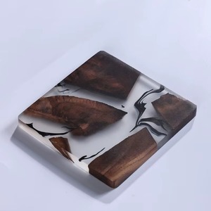 Handmade Natural Wood & Epoxy Resin <b>Coasters</b> Set 4 <b>Teal</b> Green <b>Coasters</b> Inlay Design 10cm Diameter REHMAN CRAFT Uttar Pradesh - Product Image 5