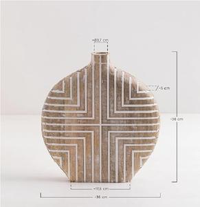 Vase en bois artisanal, haut, décoratif, design mosaïque en bois massif, style moderne rustique, pièce maîtresse pour l'intérieur du salon - Product Image 2