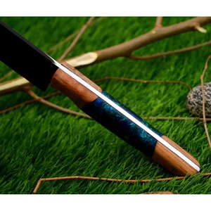 Couteau de chef Burraq personnalisé fait main en acier carbone, lame de 8 pouces, épaisseur de 3,0 mm, manche en bois, étui en cuir, garde au sec - Product Image 5