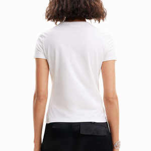 <b>Womens</b> Eco-Friendly Customized Design <b>White</b> Cotton T-<b>Shirt</b> Slim Fit Casual <b>Short</b> <b>Sleeve</b> Neck Spring Breathable Quick Dry Tee - Product Image 3
