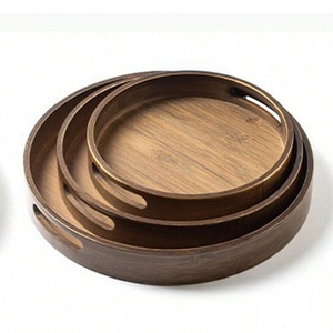 Plateau de service alimentaire en bois moderne, écologique et de haute qualité avec poignée, compatible lave-vaisselle, taille et logo personnalisables - Product Image 2