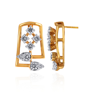 Pendientes de Diamantes Cultivados en Laboratorio y Diseño Geométrico en Oro Amarillo de 18K, Joyería Fina de Lujo para Mujer, Venta al Por Mayor - Product Image 3