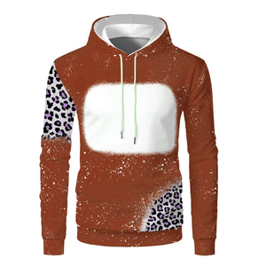 Sweat à capuche en polaire orange imprimé léopard pour homme, coupe ample, style streetwear, anti-boulochage, imprimé en relief, 100 % polyester, pull d'hiver - Product Image 4