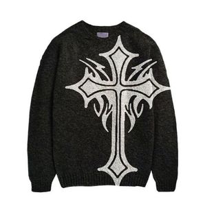 Sudadera con Cruz Gótica para Hombre, Cuello Redondo, Tejido de Algodón, Corte Regular, Estilo Invernal, Ecológica y Transpirable - Product Image 3