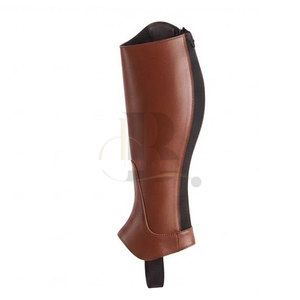 Western Professional Horse Riding <b>Chaps</b> <b>Half</b> Lightweight Genuine Leather Equestrian Adjustable Riding Wear for Outdoor - Product Image 4