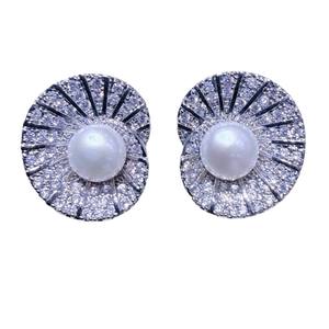 Pendientes de Perlas de Agua Dulce del Fabricante Original de Zhuji, Estilo Moderno y Elegante con Microcirconitas Incrustadas en Hojas de Loto - Product Image 5