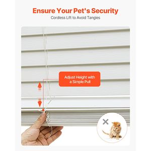 สีขาว2 "มู่ลี่และเฉดสีไม้ไร้สายเทียม34.5" W x 60 "H - Product Image 3