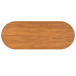 Table à manger moderne minimaliste en teck massif, imperméable, avec pieds en dalle architecturale, pour appartement, hôtel, école - Product Image 4