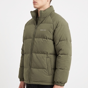 HAWK EYE Veste matelassée unisexe vert olive, col montant, fermeture éclair, coupe-vent, manteau d'hiver, style décontracté, rembourrage épais en polyester - Product Image 2