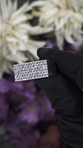 6-Row Wide <b>Thick</b> Sterling Silver Hip Hop Style Cluster <b>Ring</b> with Pave Setting Rhodium Plated Unisex Wedding & Anniversary <b>Ring</b> - Product Image 3