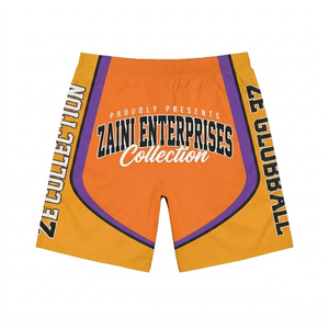 Premium 120 GSM Quick Dry Knitted Windbreaker <b>Shorts</b> Casual Solid Orange <b>Yellow</b> for Custom Logo Front OEM ODM - Product Image 2