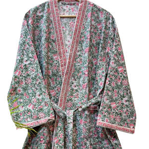 Peignoir pour femme en coton 100% premium, compressé, à séchage rapide, écologique, à motif floral gaufré - Product Image 5