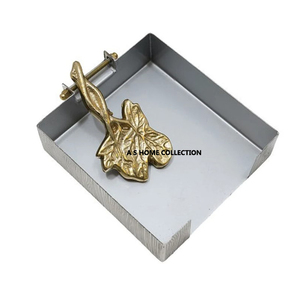 Boîte à mouchoirs classique pour la maison, l'hôtel, le restaurant, couleur or, design floral, en aluminium, décoration et accessoires de table. - Product Image 1