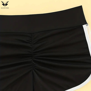 Top Trendy Product Eco Friendly <b>Fishnet</b> Stitching Lounge Short Breathable Elastic Waistband Women Loungewear Booty Shorts - Product Image 4