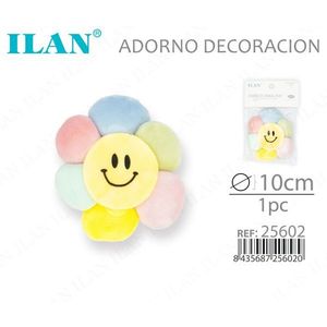 Decorazione Floreale ILAN in Cotone Imbottito, Faccina Sorridente da 10cm - Product Image 3