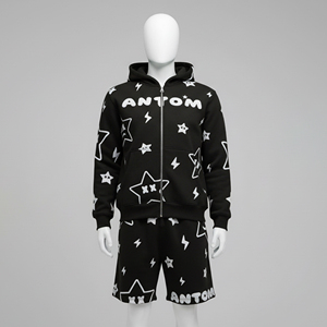 Ensemble de survêtement unisexe OEM personnalisé pour homme : short de sport d'été et sweat à capuche zippé, haute qualité, décontracté, coupe ample, 2 shorts - Product Image 6