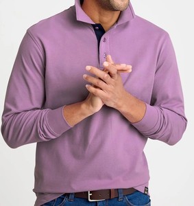 <b>Men's</b> Long Sleeve Knitted Polo <b>Shirt</b> Solid Color Zipper Front Smart Casual Style with Chest Pocket and Sleeve Cotton Regular Fit - Product Image 4