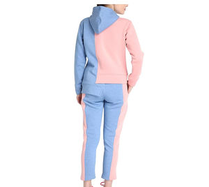 Ensemble de survêtement décontracté 2 pièces pour femme, sweat à capuche color block et pantalon de jogging en molleton à manches longues, rose et bleu, coupe classique - Product Image 5