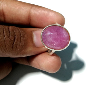 Bague en saphir rose naturel, argent sterling 925 massif, faite à la main, coupe ovale, style bohème, certifiée par un tiers, pièce maîtresse - Product Image 2