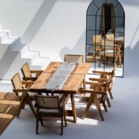 Banc en bois d'acacia foncé Vandana Falcon Aston avec assise confortable pour maisons modernes et extérieurs