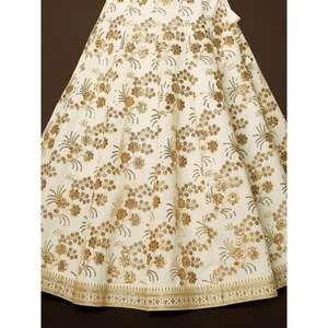 Adorable tenue de fiançailles en soie flammée à sequins blancs Lehenga Choli - Product Image 1