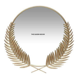 กระจกตกแต่งผนังบ้าน ราคาไม่แพง ดีไซน์ใบไม้ขนาดใหญ่ ตกแต่งสวยงาม กระจกติดผนังห้องนั่งเล่นโลหะสีทอง - Product Image 1