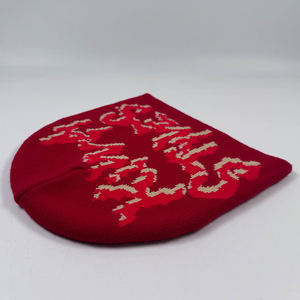 Nouveauté : Bonnets d'hiver classiques unisexes, colorés, chauds, tricotés, sans revers, avec logo jacquard personnalisé, bonnets rouges - Product Image 2